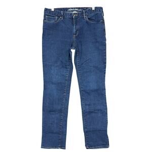 Eddie Bauer Womens Jean Blue Denim Slightly Curved Straight Leg Stretch 12 Short